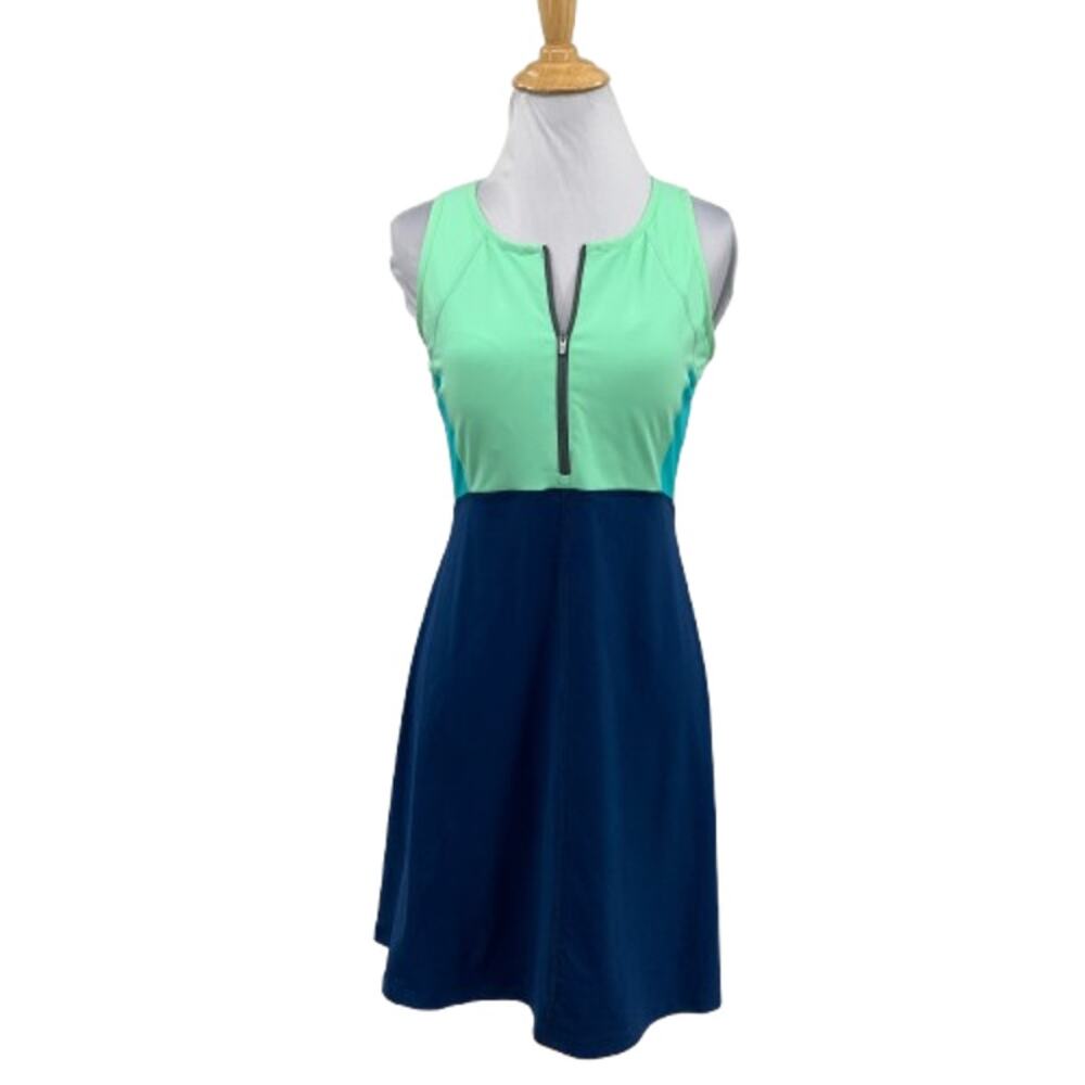 Title Nine Dress Womens S Small Asparagus Blues Diamalete Colorblock Shelf Bra